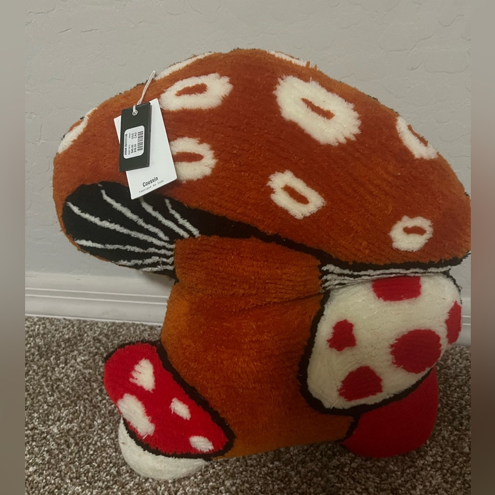 NWT new mushroom pillow urban outfitters red white button Alice wonderland